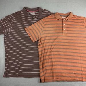 Eddie Bauer Travex Polo Shirt Mens Size XL Large Short Sleeve Brown Lot‎ Of 2